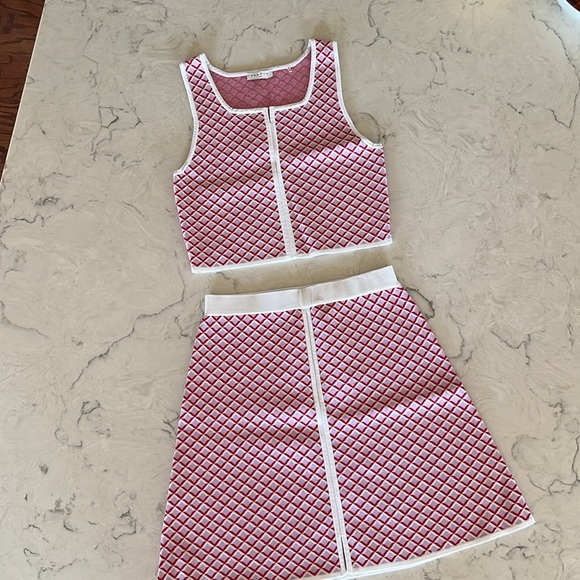 Sandro Matching Set Skirt & Top - Pink/Red Pattern - S - Picture 1 of 13